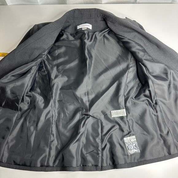 Calvin Klein Gray 2 Button Lined Blazer Jacket Lapel Collar Womens Size 4 Career - Picture 10 of 14